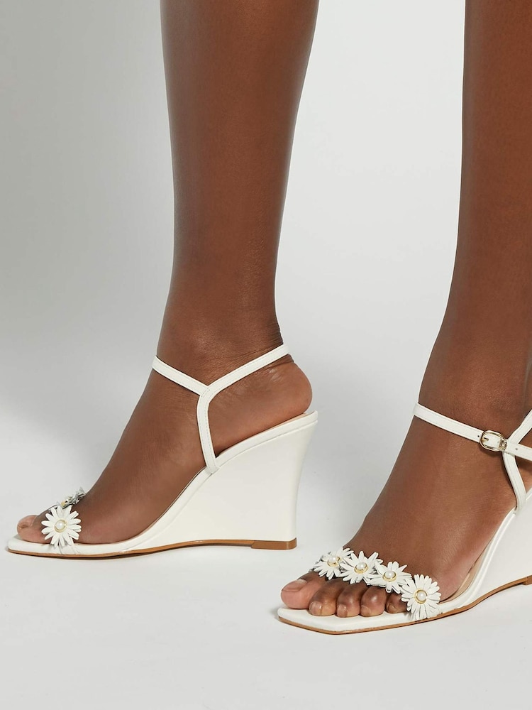Dune London White Leather Milennial Wedges - Image 1 of 6