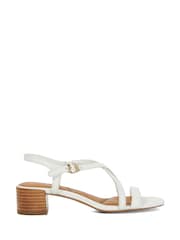 Dune London White Leather Jordin Ankle Strap Sandals - Image 1 of 5