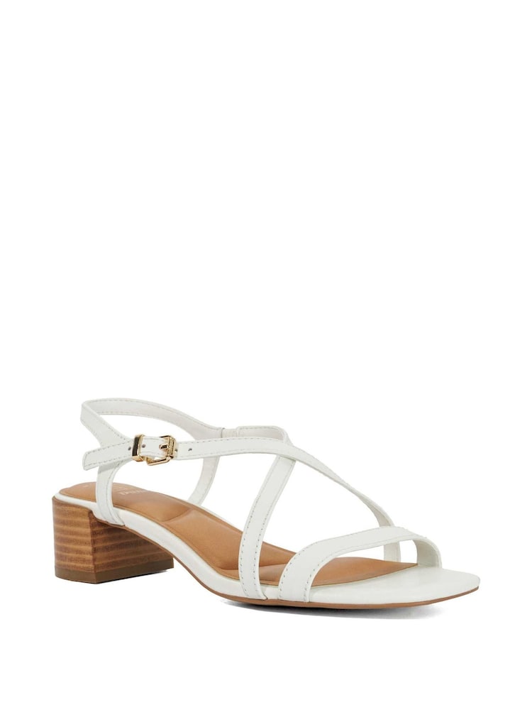 Dune London White Leather Jordin Ankle Strap Sandals - Image 2 of 5