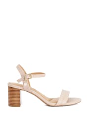 Dune London Cream Leather Jaycie Block Heeled Sandals - Image 1 of 5