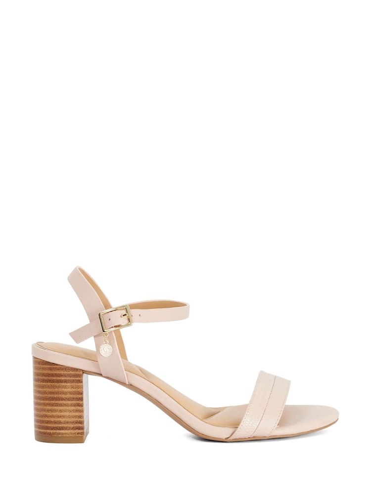 Dune London Cream Leather Jaycie Block Heeled Sandals - Image 1 of 5