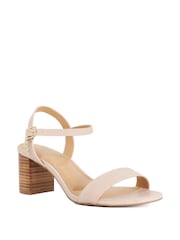 Dune London Cream Leather Jaycie Block Heeled Sandals - Image 2 of 5