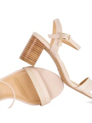 Dune London Cream Leather Jaycie Block Heeled Sandals - Image 5 of 5