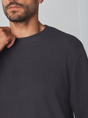 Charcoal Grey Long Sleeve Waffle Pyjamas Set - Image 5 of 8
