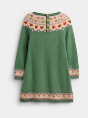 JoJo Maman Bébé Green Fox & Toadstool Fairisle Knitted Dress - Image 2 of 4