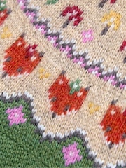 JoJo Maman Bébé Green Fox & Toadstool Fairisle Knitted Dress - Image 3 of 4