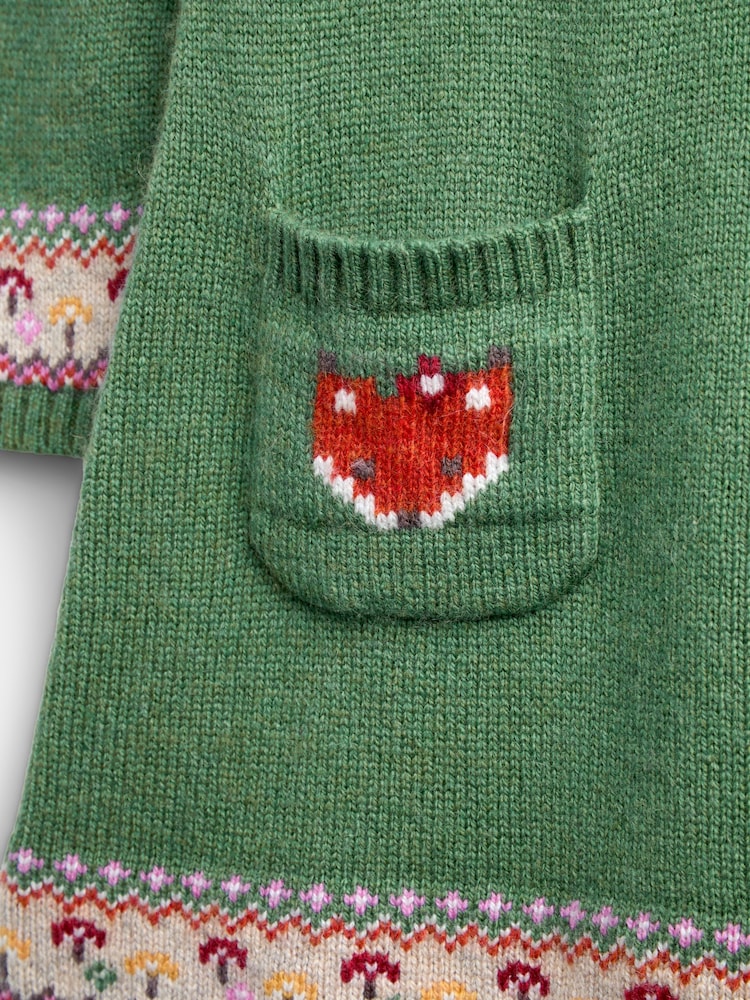 JoJo Maman Bébé Green Fox & Toadstool Fairisle Knitted Dress - Image 4 of 4 JoJo Maman Bébé Green Fox & Toadstool Fairisle Knitted Dress - Image 4 of 4