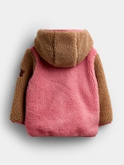 JoJo Maman Bébé Coral Floral Hedgehog Appliqué Borg Fleece Hoodie - Image 2 of 5