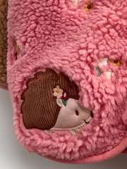 JoJo Maman Bébé Coral Floral Hedgehog Appliqué Borg Fleece Hoodie - Image 4 of 5