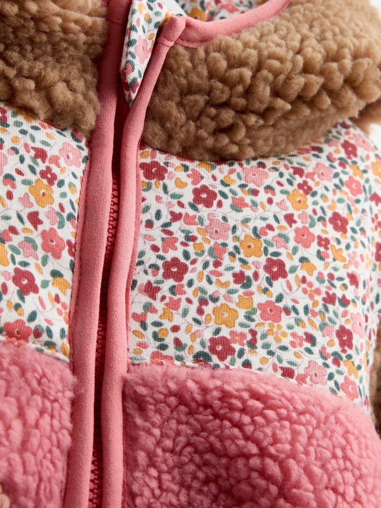 JoJo Maman Bébé Coral Floral Hedgehog Appliqué Borg Fleece Hoodie - Image 5 of 5 JoJo Maman Bébé Coral Floral Hedgehog Appliqué Borg Fleece Hoodie - Image 5 of 5