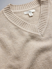 The Set 2 Pack V-Neck Jumpers With Wool Mink Marl/Brown Silver Cloud - Image 11 of 12