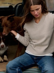 The Set 2 Pack V-Neck Jumpers With Wool Mink Marl/Brown Silver Cloud - Image 4 of 12