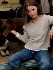 The Set 2 Pack V-Neck Jumpers With Wool Mink Marl/Brown Silver Cloud - Image 5 of 12