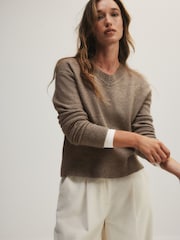 The Set 2 Pack V-Neck Jumpers With Wool Mink Marl/Brown Silver Cloud - Image 7 of 12