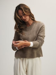 The Set 2 Pack V-Neck Jumpers With Wool Mink Marl/Brown Silver Cloud - Image 8 of 12