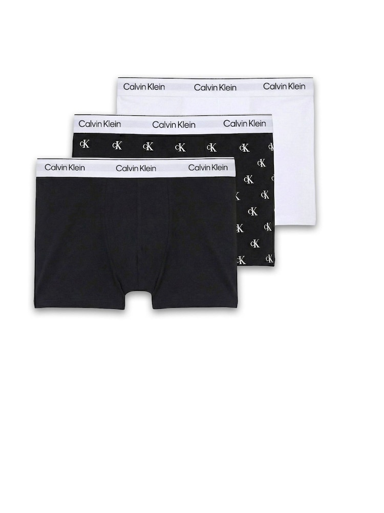 Calvin Klein Black Icon Cotton Stretch Relaxed Dart Trunks 3 Pack - Image 1 of 4