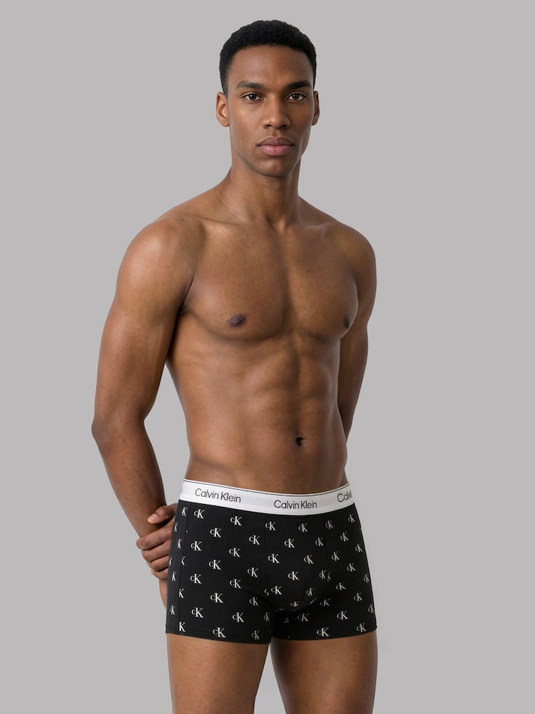 Calvin Klein Black Icon Cotton Stretch Relaxed Dart Trunks 3 Pack - Image 2 of 4