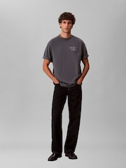 Calvin Klein Grey Relaxed Script Logo T-Shirt - Image 1 of 4