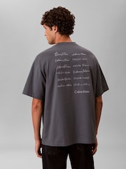 Calvin Klein Grey Relaxed Script Logo T-Shirt - Image 2 of 4