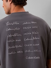 Calvin Klein Grey Relaxed Script Logo T-Shirt - Image 3 of 4