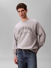 Calvin Klein Grey Cotton Spacer Full Zip Sweatshirt - Image 2 of 5