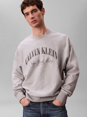 Calvin Klein Grey Cotton Spacer Full Zip Sweatshirt - Image 4 of 5