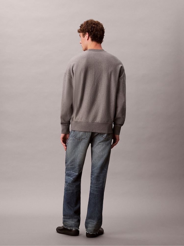Calvin Klein Grey Relaxed Cotton Terry Sweatshirt - Image 2 of 6