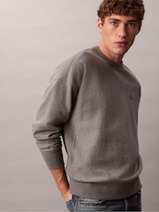 Calvin Klein Grey Relaxed Cotton Terry Sweatshirt - Image 5 of 6