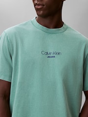 Calvin Klein Green Acid Wash Logo T-Shirt - Image 4 of 5