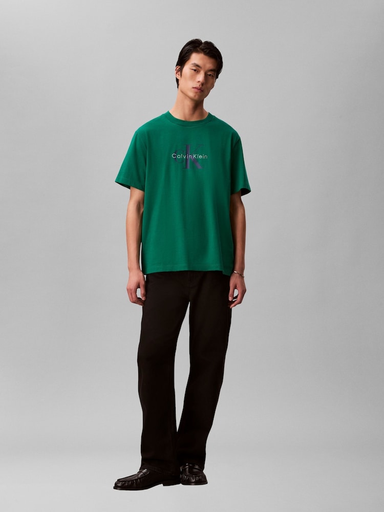 Calvin Klein Green Monogram Logo T-Shirt - Image 1 of 5
