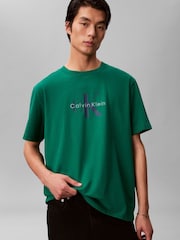 Calvin Klein Green Monogram Logo T-Shirt - Image 4 of 5