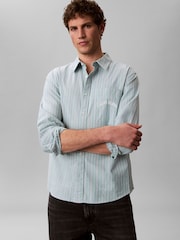 Calvin Klein Green Woven Shirt - Cotton Shirt - Image 4 of 4
