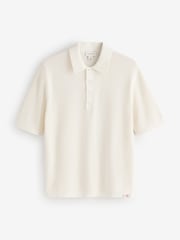 Calvin Klein Cream Cotton Waffle Knit Polo Shirt - Image 1 of 1