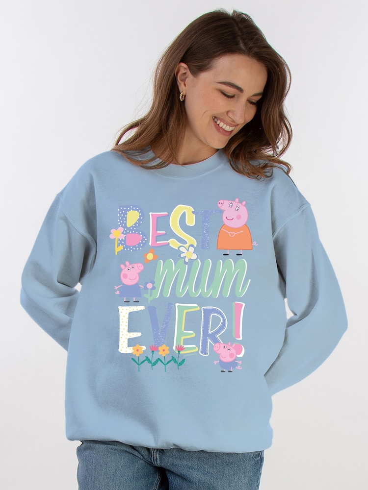Brands In Blue Hasbro Peppa Pig Best Mum Ever Sweat Top - Image 1 of 5 Brands In Blue Hasbro Peppa Pig Best Mum Ever Sweat Top - Image 1 of 5