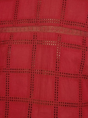 Love & Roses Red 3/4 Sleeve Grid Broderie Blouse - Image 5 of 5