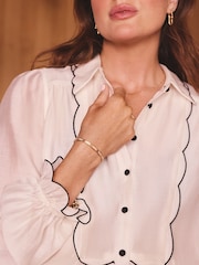 Love & Roses X Binky Ivory Scallop Front Button Through Long Sleeve Shirt - Image 3 of 5