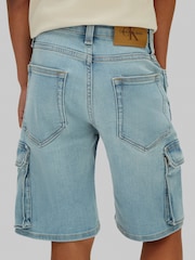 Calvin Klein Blue Denim Cargo Shorts - Image 3 of 5