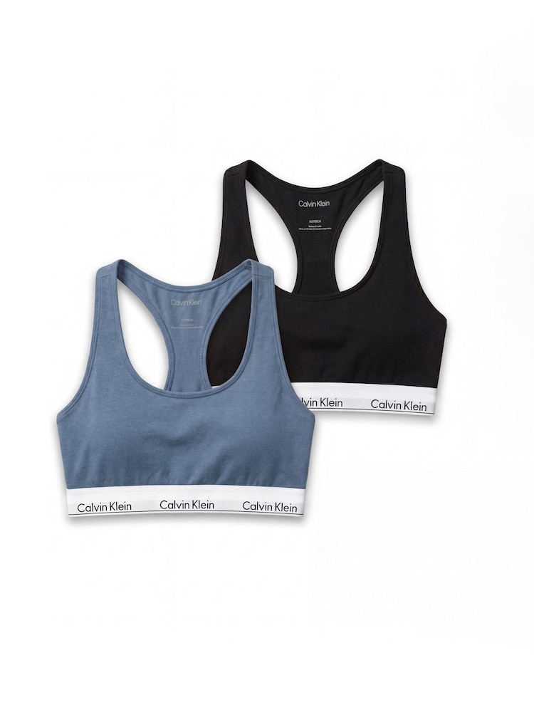 Calvin Klein Black Icon Cotton Modal Bralettes 2 Pack - Image 1 of 4 Calvin Klein Black Icon Cotton Modal Bralettes 2 Pack - Image 1 of 4