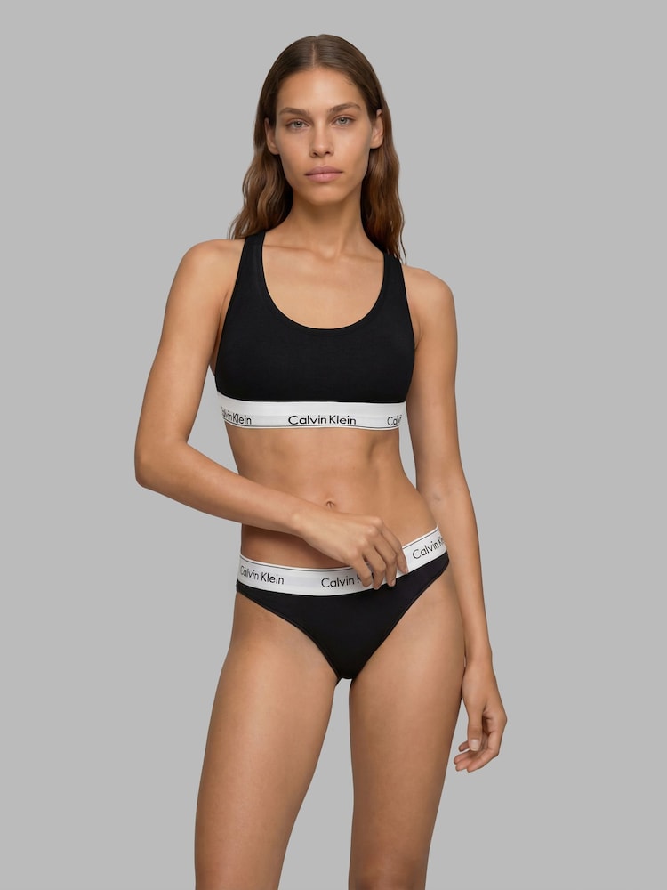 Calvin Klein Black Icon Cotton Modal Bralettes 2 Pack - Image 2 of 4 Calvin Klein Black Icon Cotton Modal Bralettes 2 Pack - Image 2 of 4