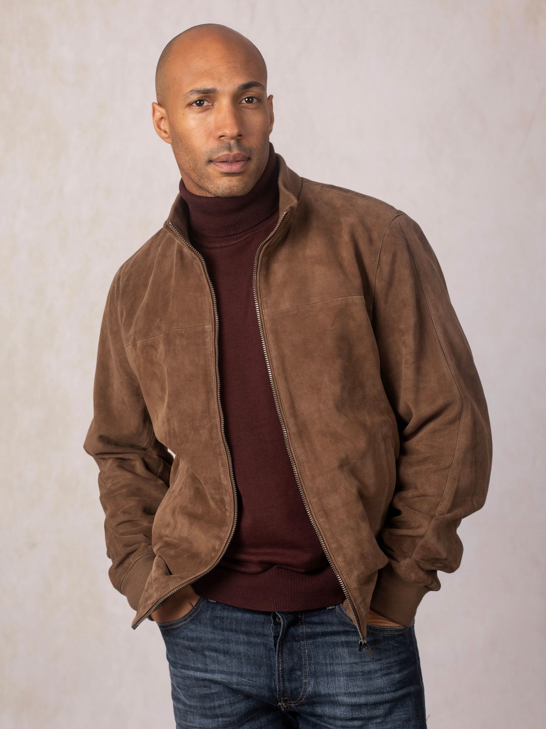 Buy Lakeland Leather Brown Suede Dalston Bomber Jacket from the