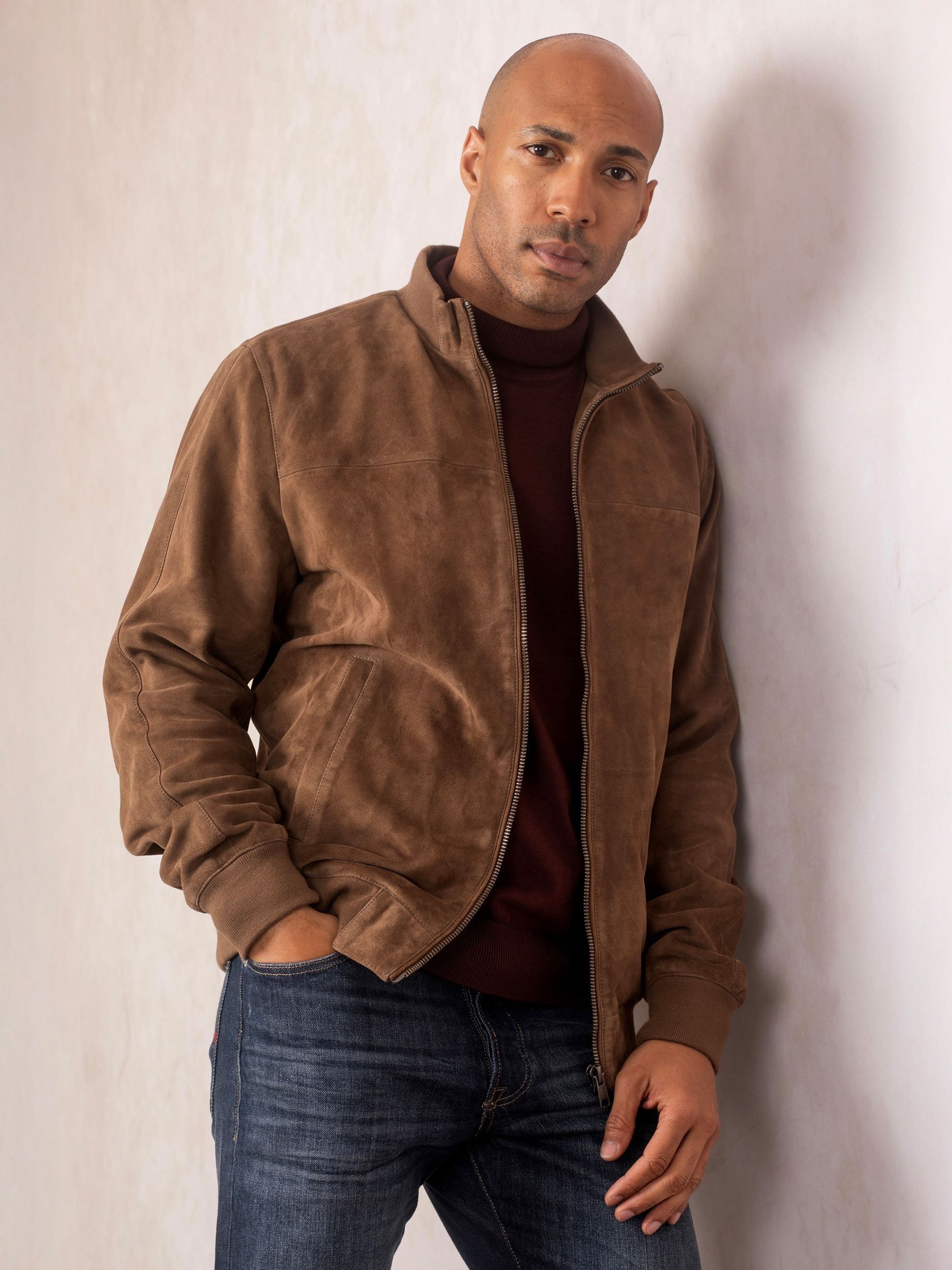 Buy Lakeland Leather Brown Suede Dalston Bomber Jacket from the