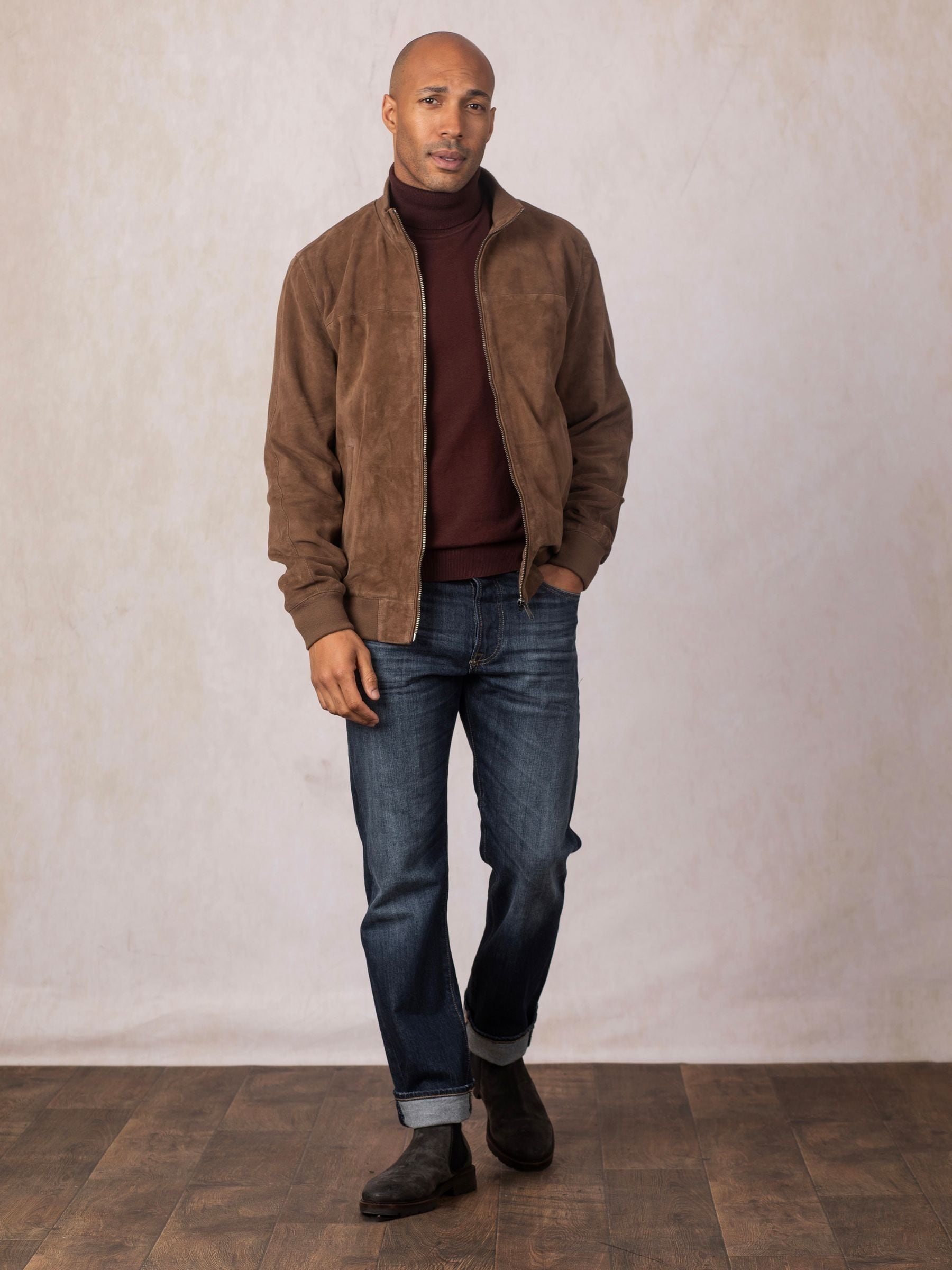 Buy Lakeland Leather Brown Suede Dalston Bomber Jacket from the