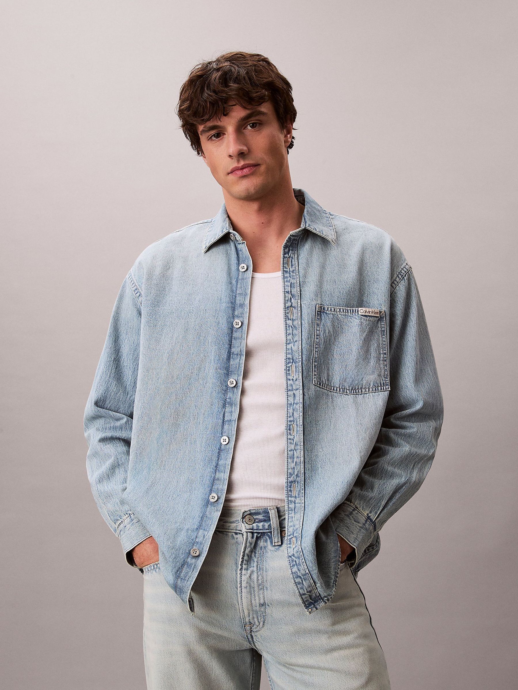 美品⭐︎CK JEANS Men's Relaxed Fit DenimShirt Buy Calvin Klein Blue Relaxed Denim Shirt from Next USA
