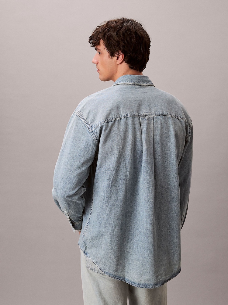 calvin klein jeans dress shirt Calvin Klein Men's Classic Denim Button-Down Shirt - Blue
