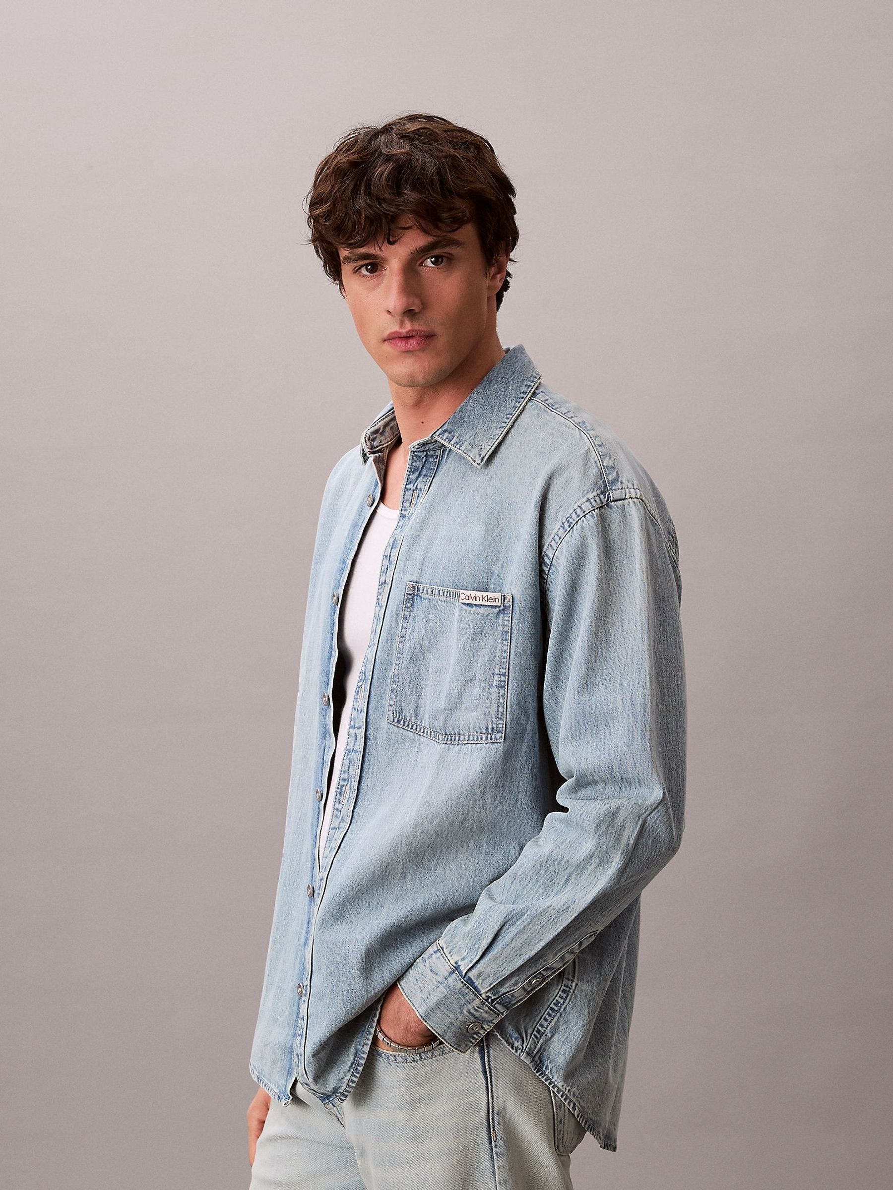 美品⭐︎CK JEANS Men's Relaxed Fit DenimShirt Buy Calvin Klein Blue Relaxed Denim Shirt from Next USA