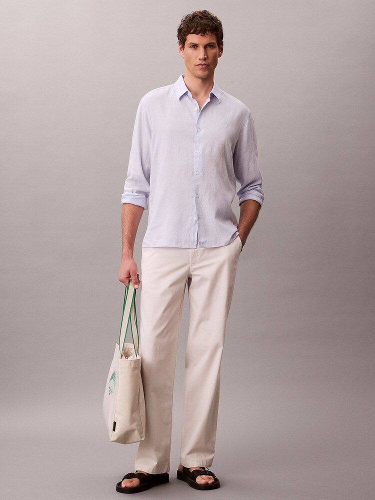 Calvin Klein Light Blue Woven - Cotton Stretch Shirt - Image 1 of 1 Calvin Klein Light Blue Woven - Cotton Stretch Shirt - Image 1 of 1