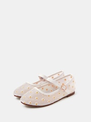 Angels By Accessorize White Daisy Mesh Ballet Flats - Image 1 of 2