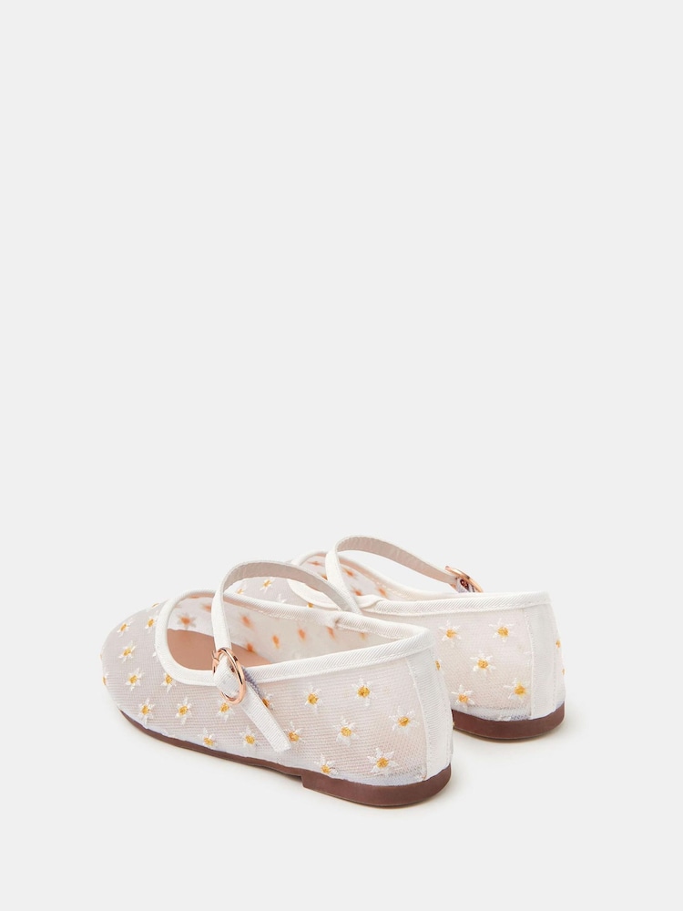 Angels By Accessorize White Daisy Mesh Ballet Flats - Image 2 of 2