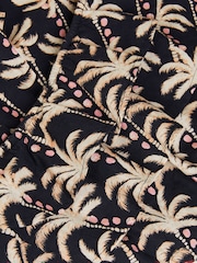 Monsoon Black One Shoulder Palm Print Frill Playsuit - Image 4 of 4