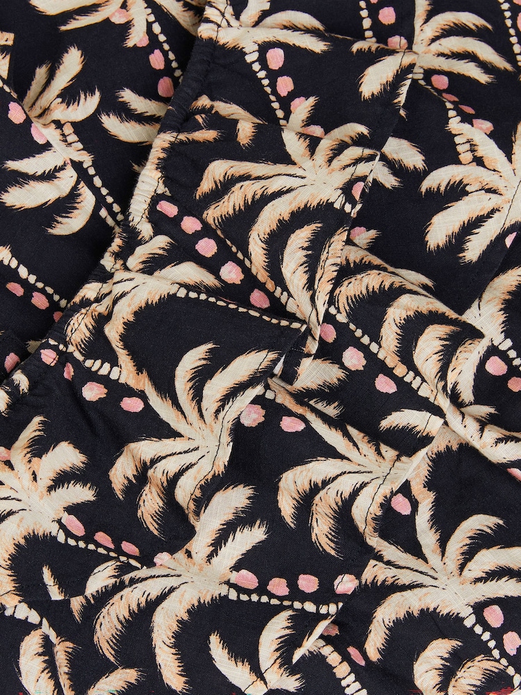 Monsoon Black One Shoulder Palm Print Frill Playsuit - Image 4 of 4 Monsoon Black One Shoulder Palm Print Frill Playsuit - Image 4 of 4